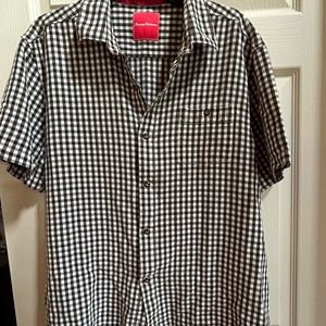 Tommy Bahama MENS XLG button front shirt black white